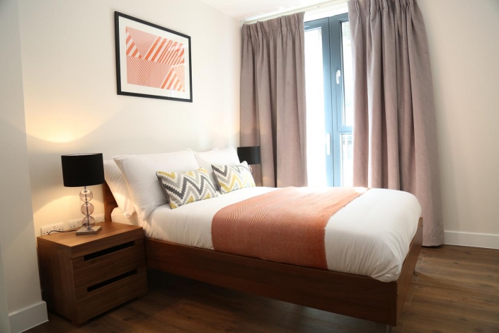 Spacious bedroom designed for comfort